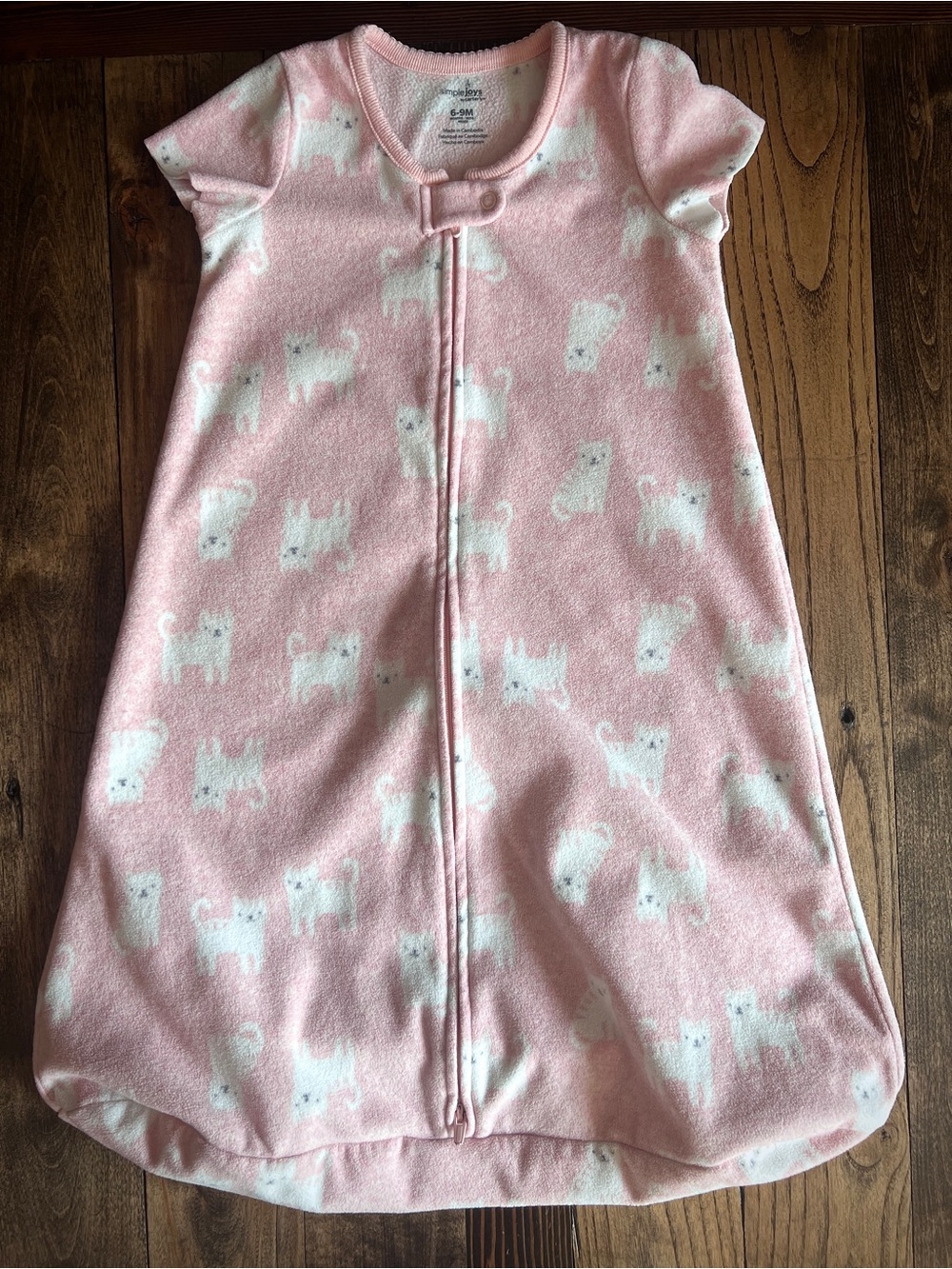 5/$20 Kids • Sleep Sack Simple Joys by Carter's 6-9M pink cats fleece
